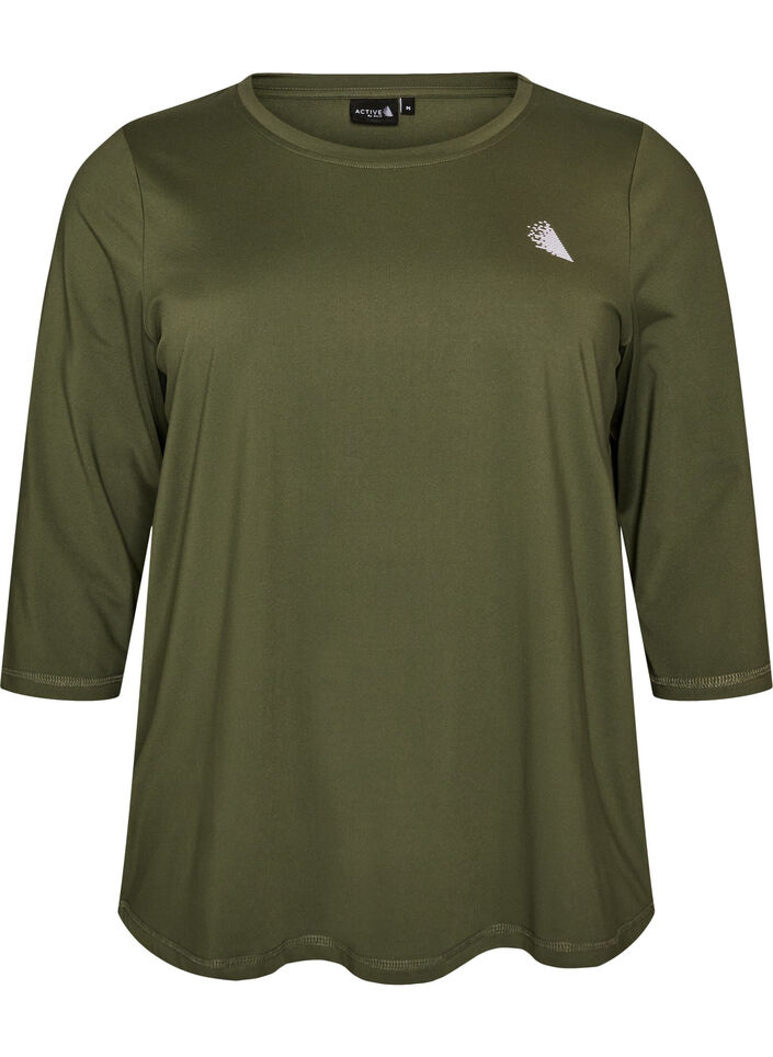 Sports top with 3/4 sleeves, Green, Packshot image number 0