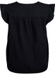 Sleeveless top in cotton muslin with ruffles, Black, Packshot image number 1