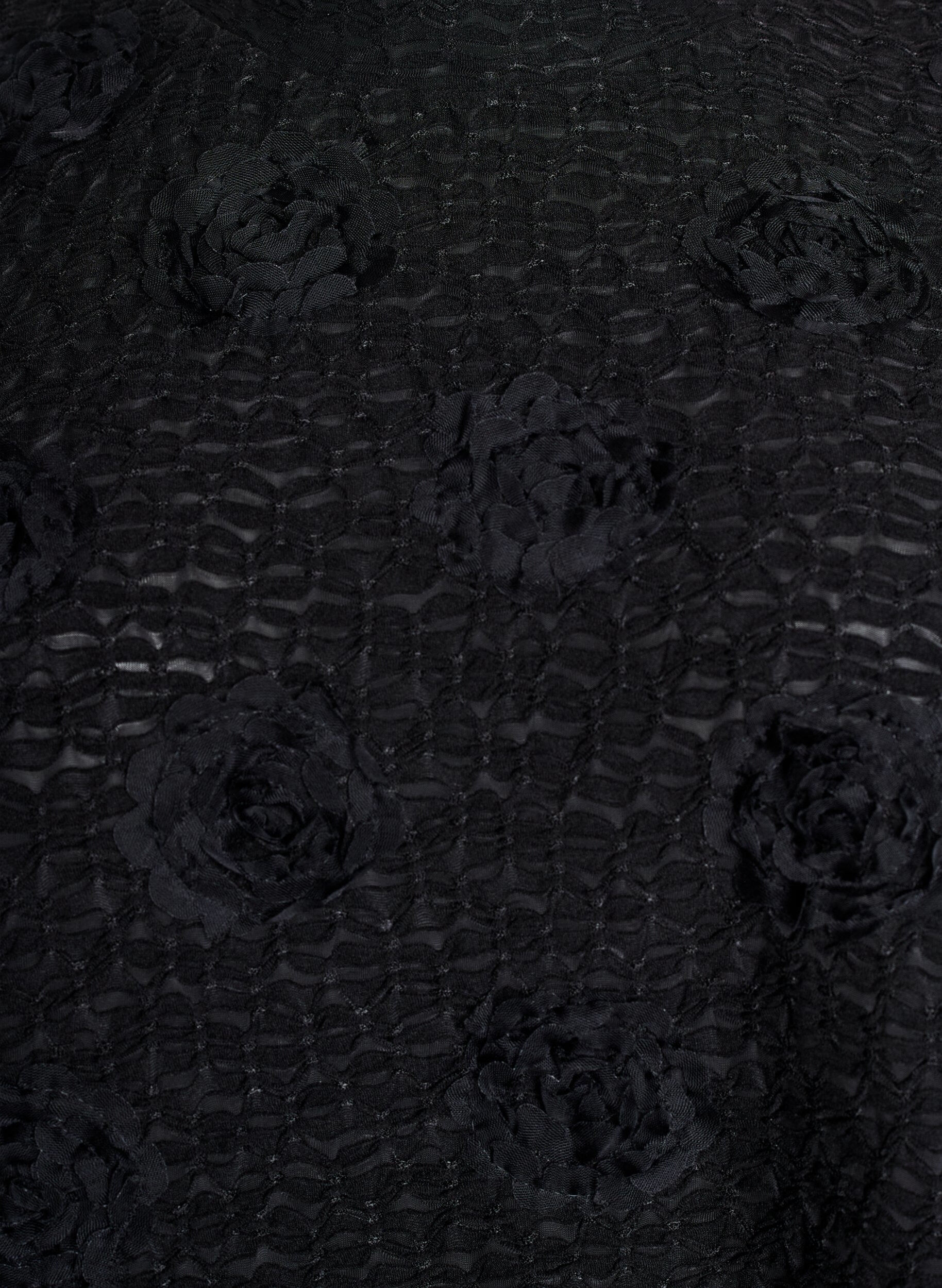 Zizzifashion Blouse with 3D flowers and short sleeves, Black, Packshot image number 2