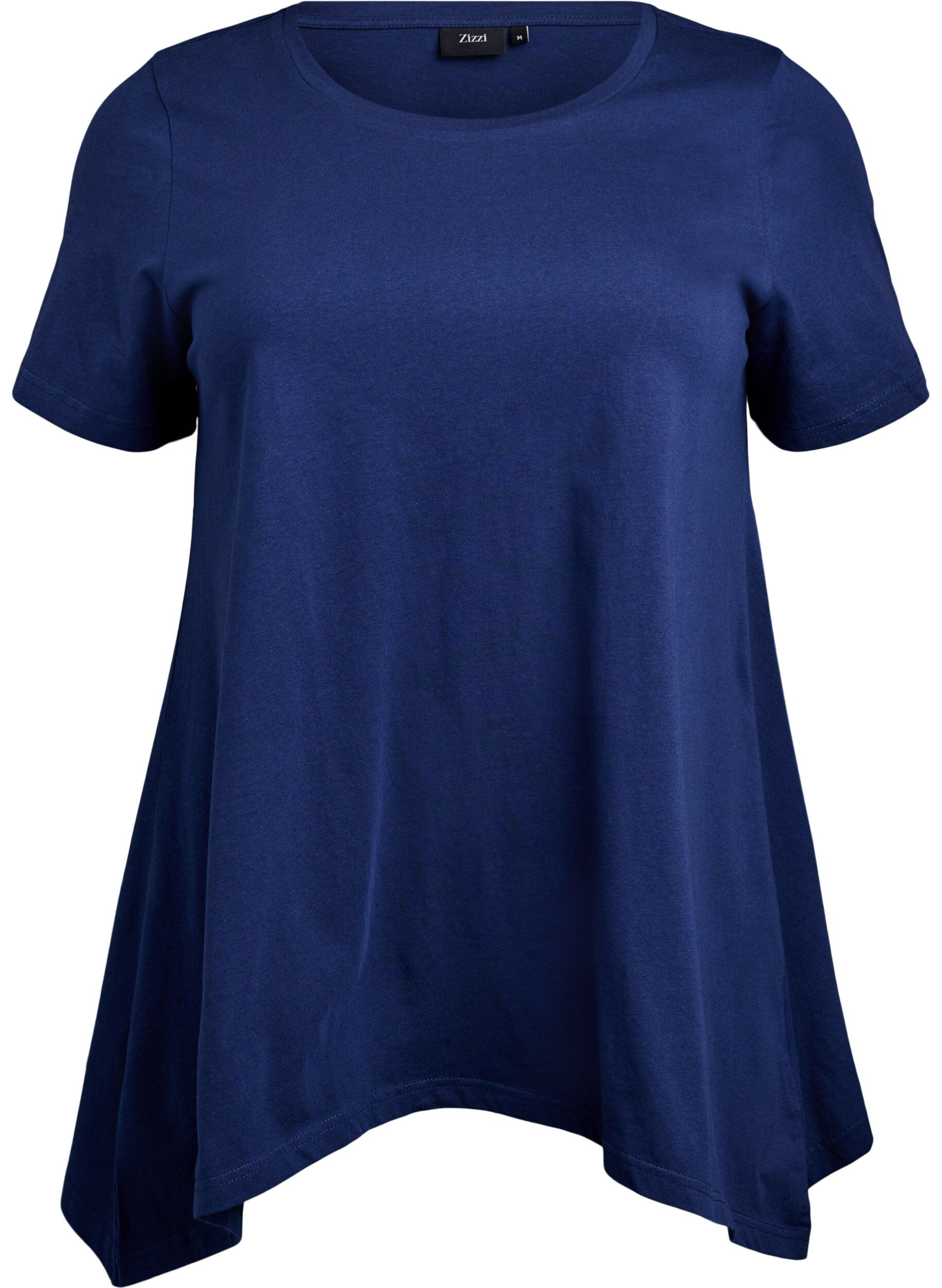 Zizzifashion T-shirt with a round neck and A-line shape, Blue, Packshot image number 0