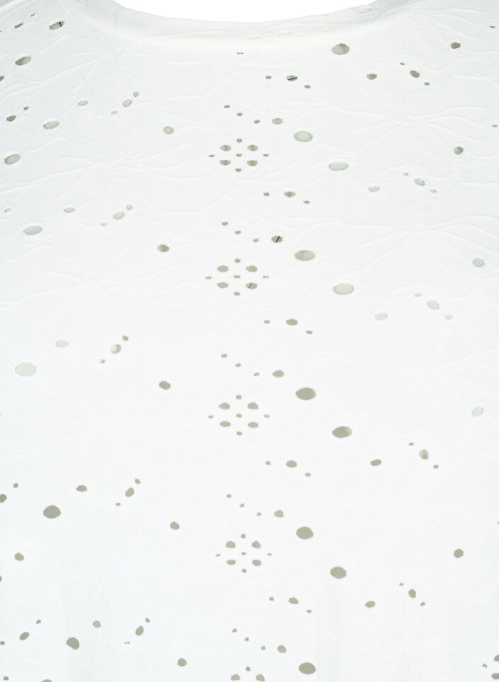 Long-sleeved blouse with hole pattern, Bright White, Packshot image number 2