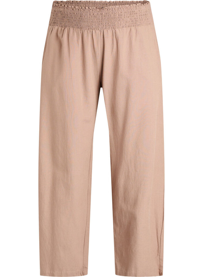 Smock pants with linen, Brown, Packshot image number 0