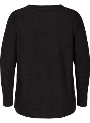 Ribbed knitted sweater with a round neck, Black, Packshot image number 1