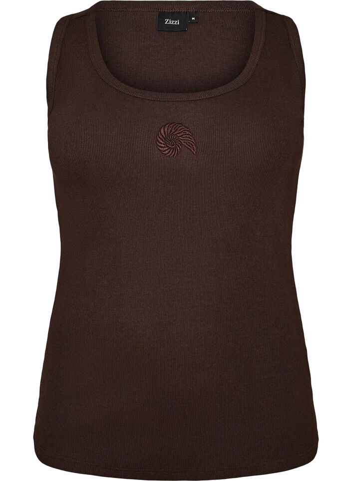 Fitted top with motif, Brown, Packshot image number 0