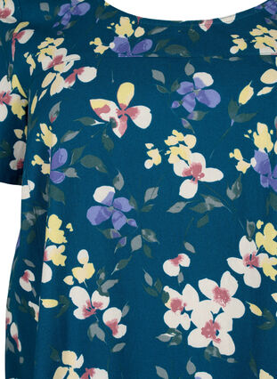 Short-sleeved cotton dress with floral print, Legion Blue AOP, Packshot image number 2