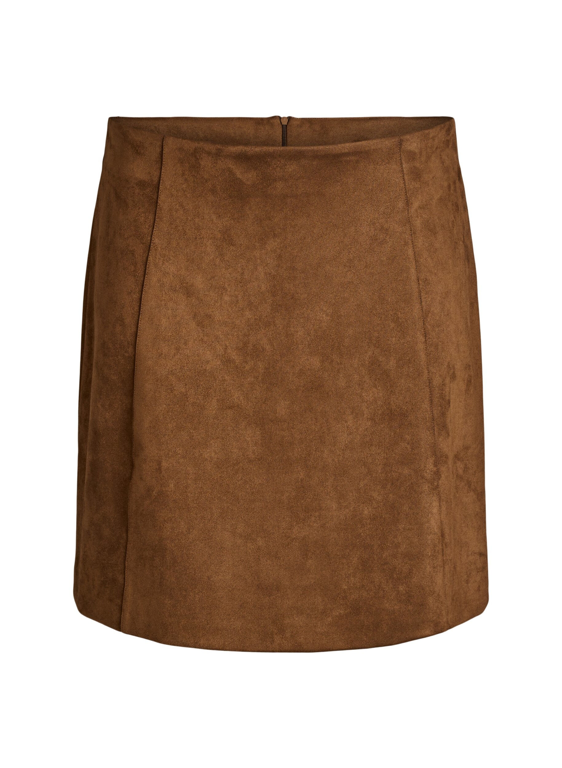 Short faux suede A-line skirt