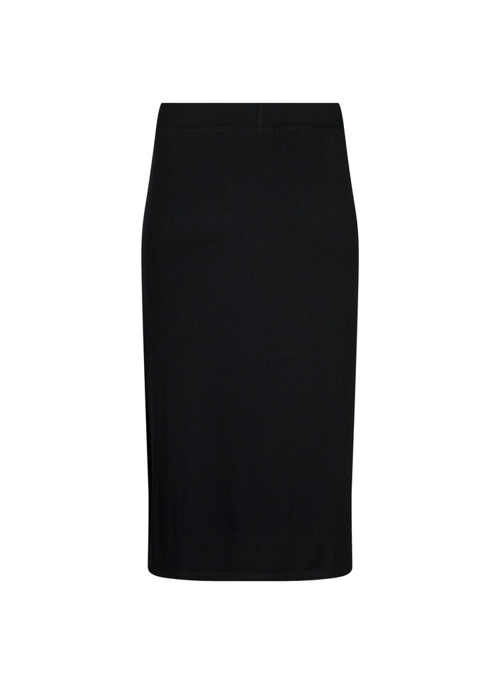 Slim fit midi skirt in viscose, Black, Packshot image number 1