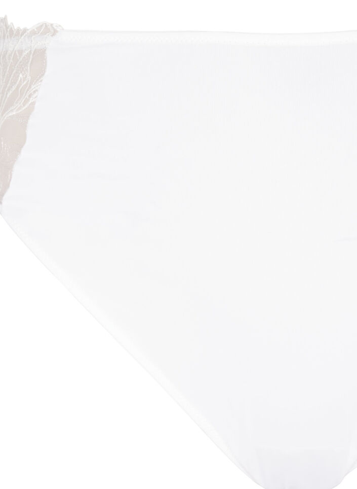 Microfiber thong with lace, White, Packshot image number 2