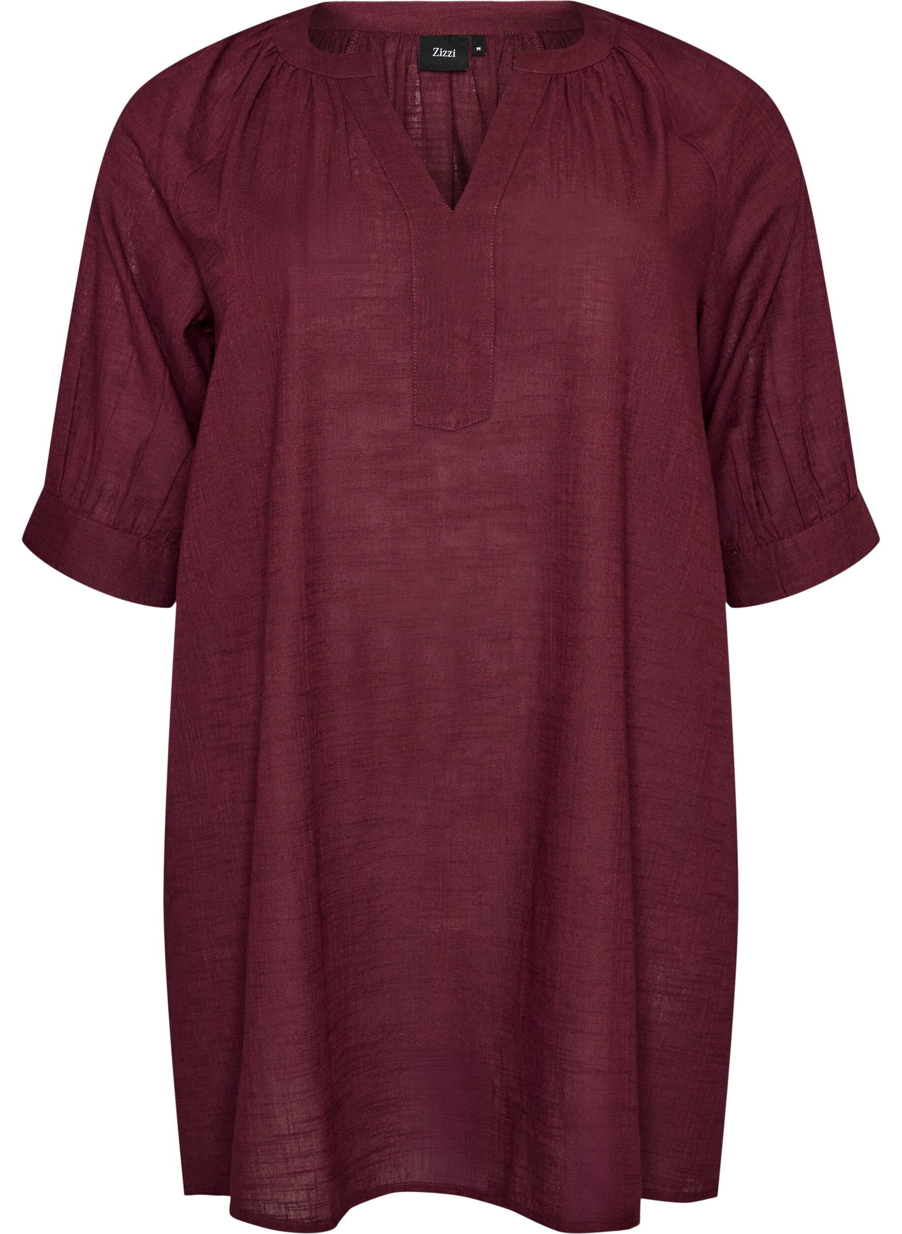 ZizzifashionCotton tunic with a V-neck, Red, Packshot image number 0