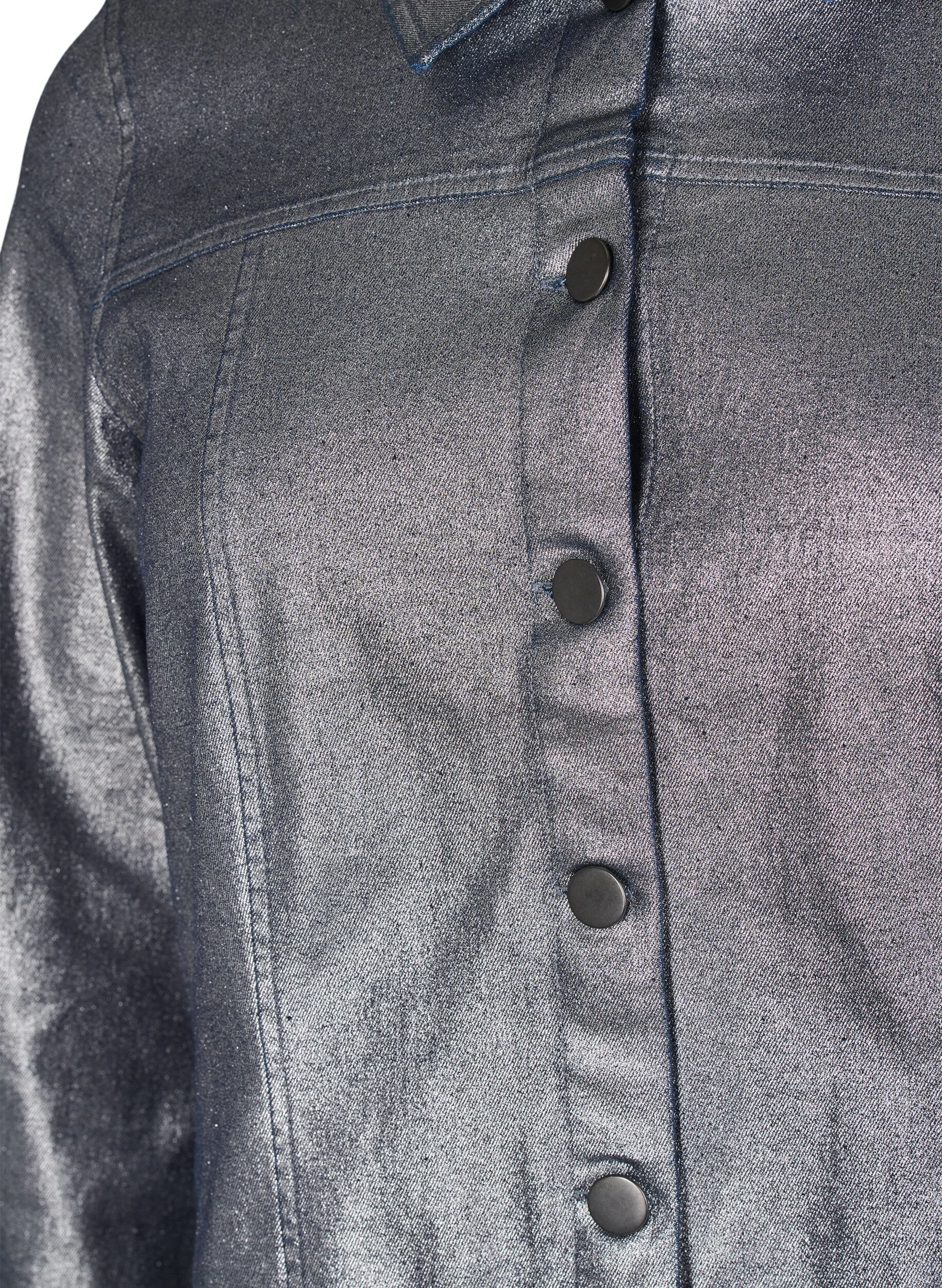 Zizzifashion Short silver-coated denim jacket, Gun Silver, Packshot image number 2