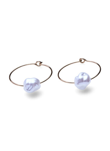 Creole earrings with pearl, Gold, Packshot image number 0