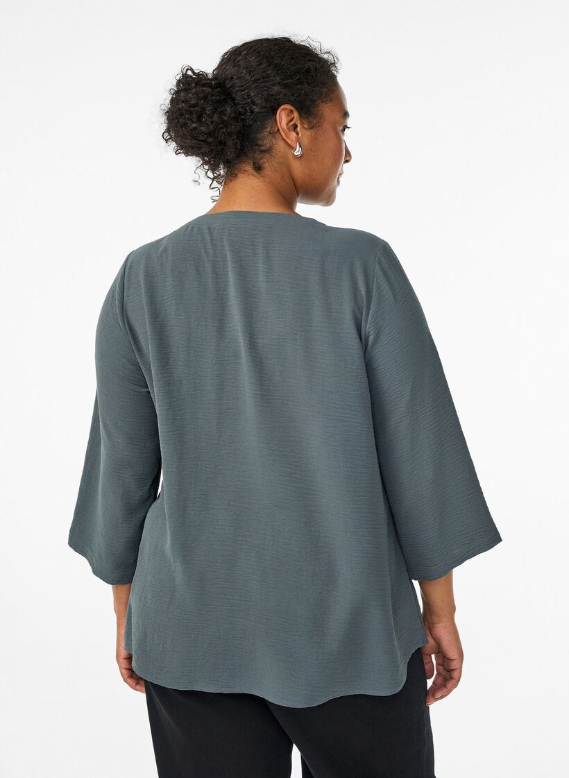 Blouse with 3/4 sleeves, Green, Model image number 2