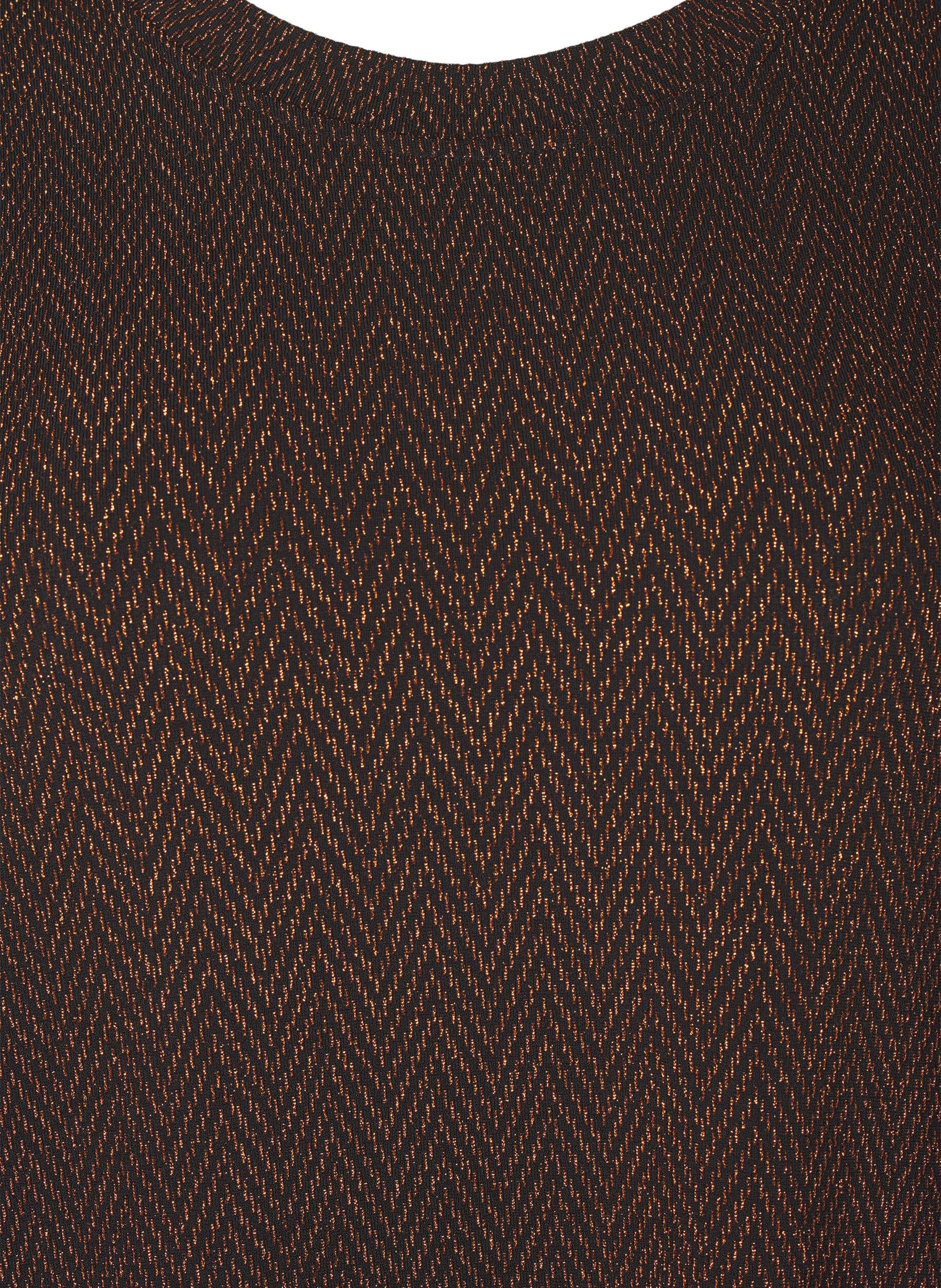 Zizzifashion Dress with zigzag pattern and glitter, Copper ZigZagShimmer, Packshot image number 2