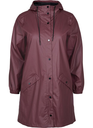 Rain jacket with hood and button fastening, Fudge, Packshot image number 0