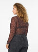 Mesh blouse with dots, Brown, Model image number 2