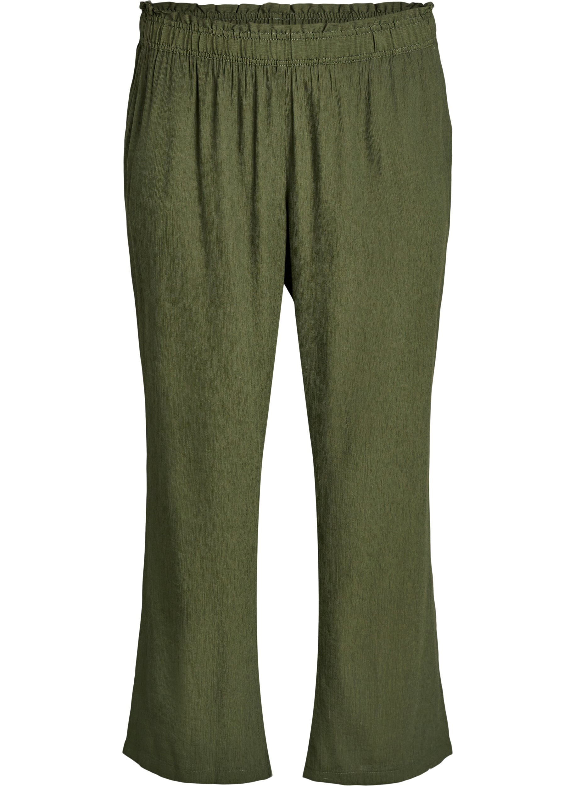 High-waisted viscose trousers with pockets