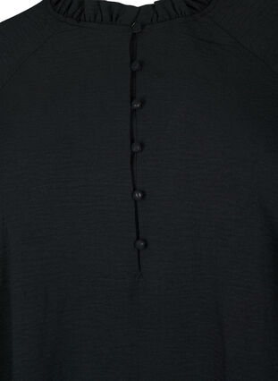 Blouse with ruffles and buttons, Black, Packshot image number 2