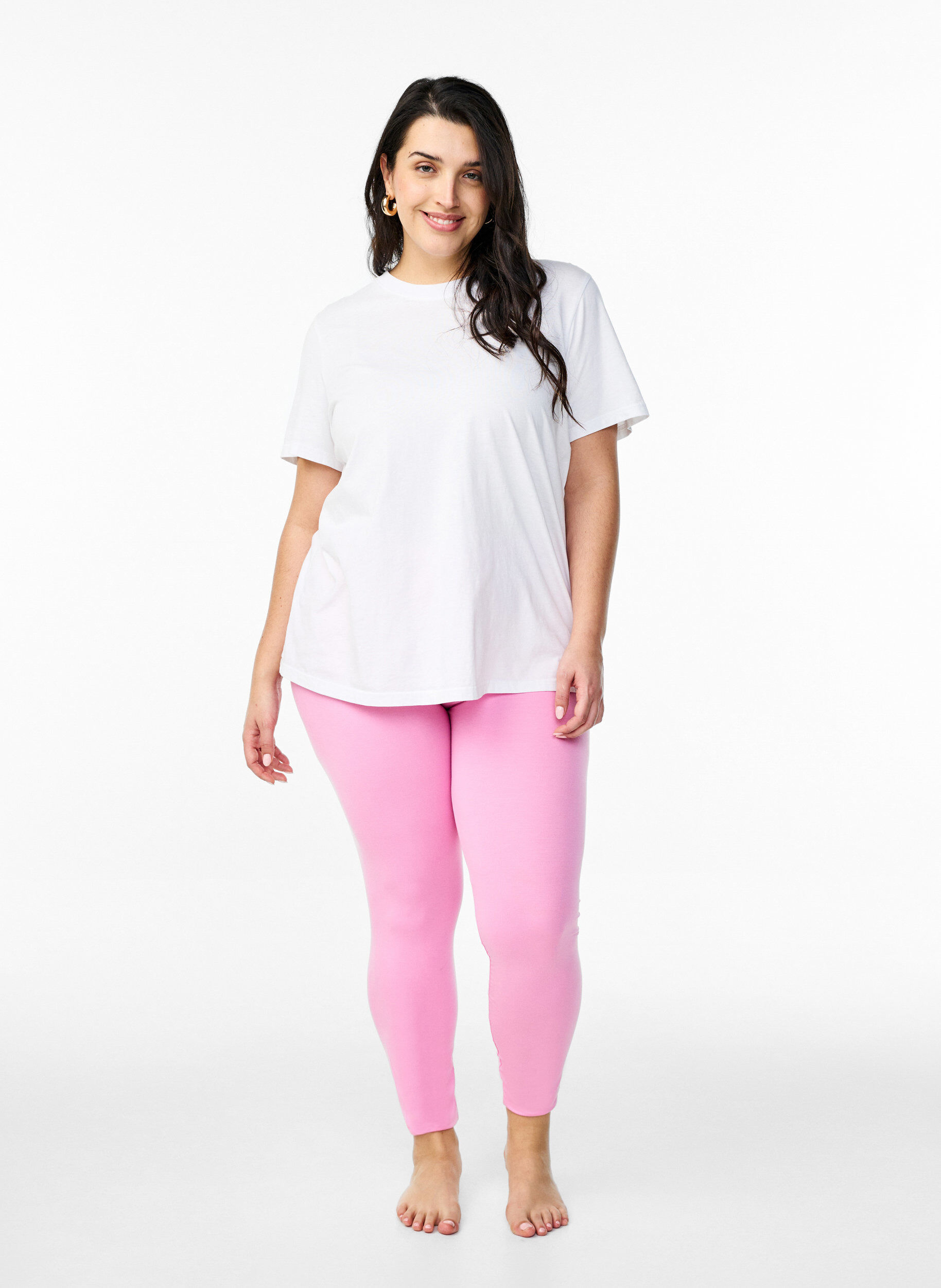 Zizzifashion Basic leggings in viscose, Pink, Model image number 1