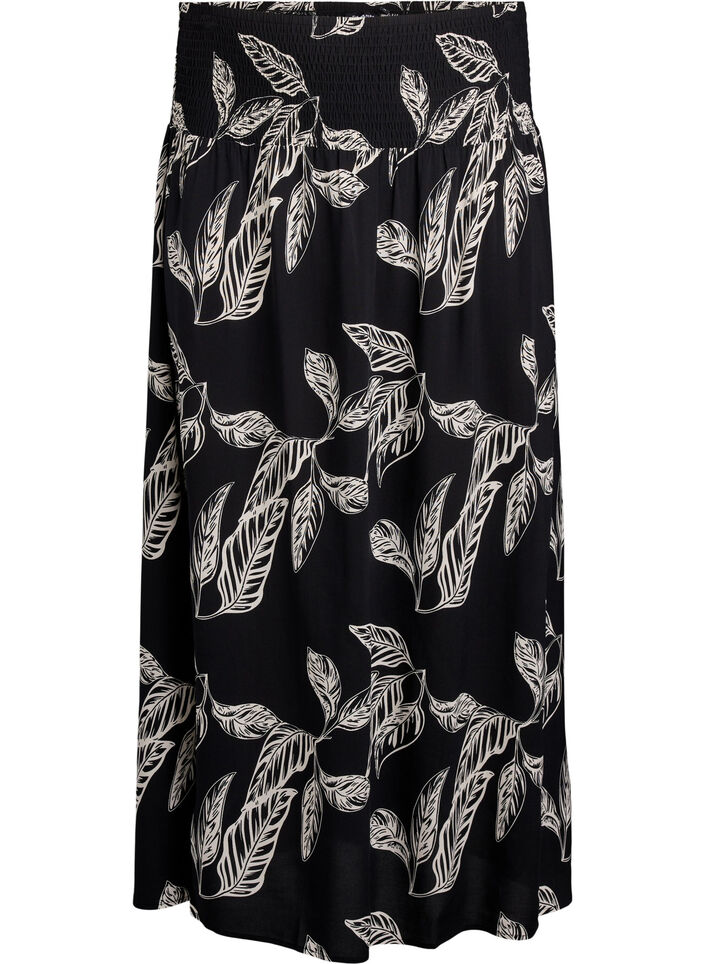 FLASH - Viscose maxi skirt with smocking, Black, Packshot image number 0