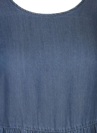 Short-sleeved, pleated denim dress, Medium Blue, Packshot image number 2