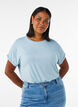 Viscose T-shirt with glitter stripes, Light Blue, Model image number 0