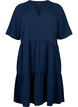 Short sleeve dress with a-line and cutlines, Blue, Packshot image number 0