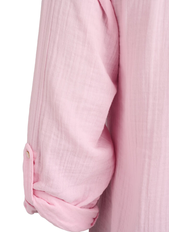Blouse in cotton muslin with broderie anglaise, Rose, Packshot image number 3