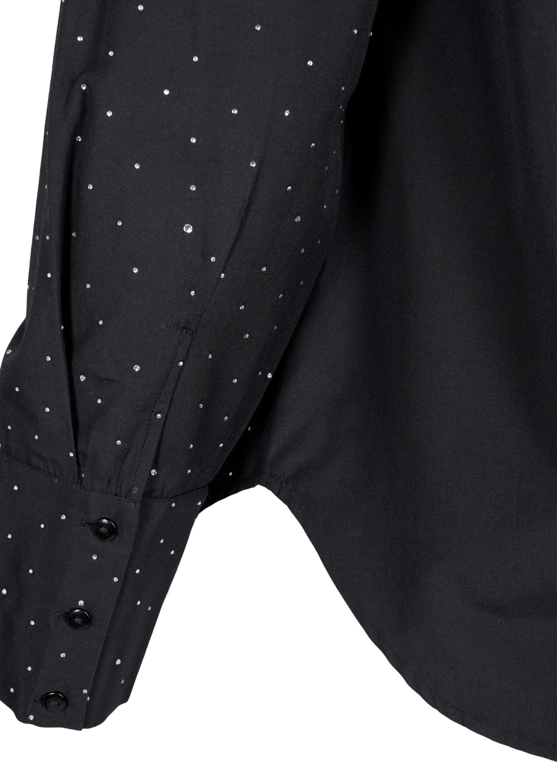 Zizzifashion Shirt with rhinestones, Black, Packshot image number 3
