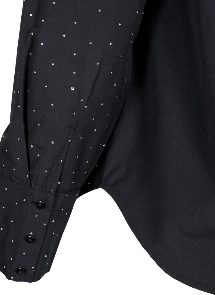 Shirt with rhinestones, Black, Packshot image number 3