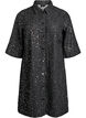 Denim dress with sequins and 3/4 sleeves, Black, Packshot image number 0