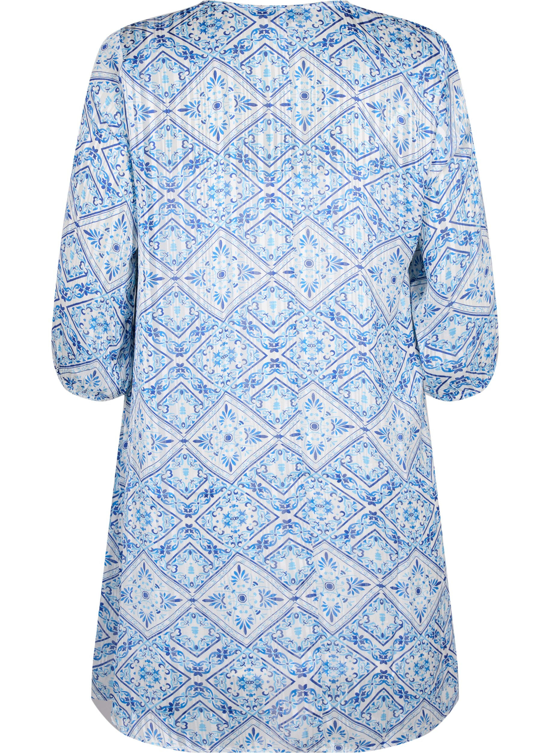 Zizzifashion Printed dress with v-neck and 3/4 sleeves, Birch Graphic AOP, Packshot image number 1