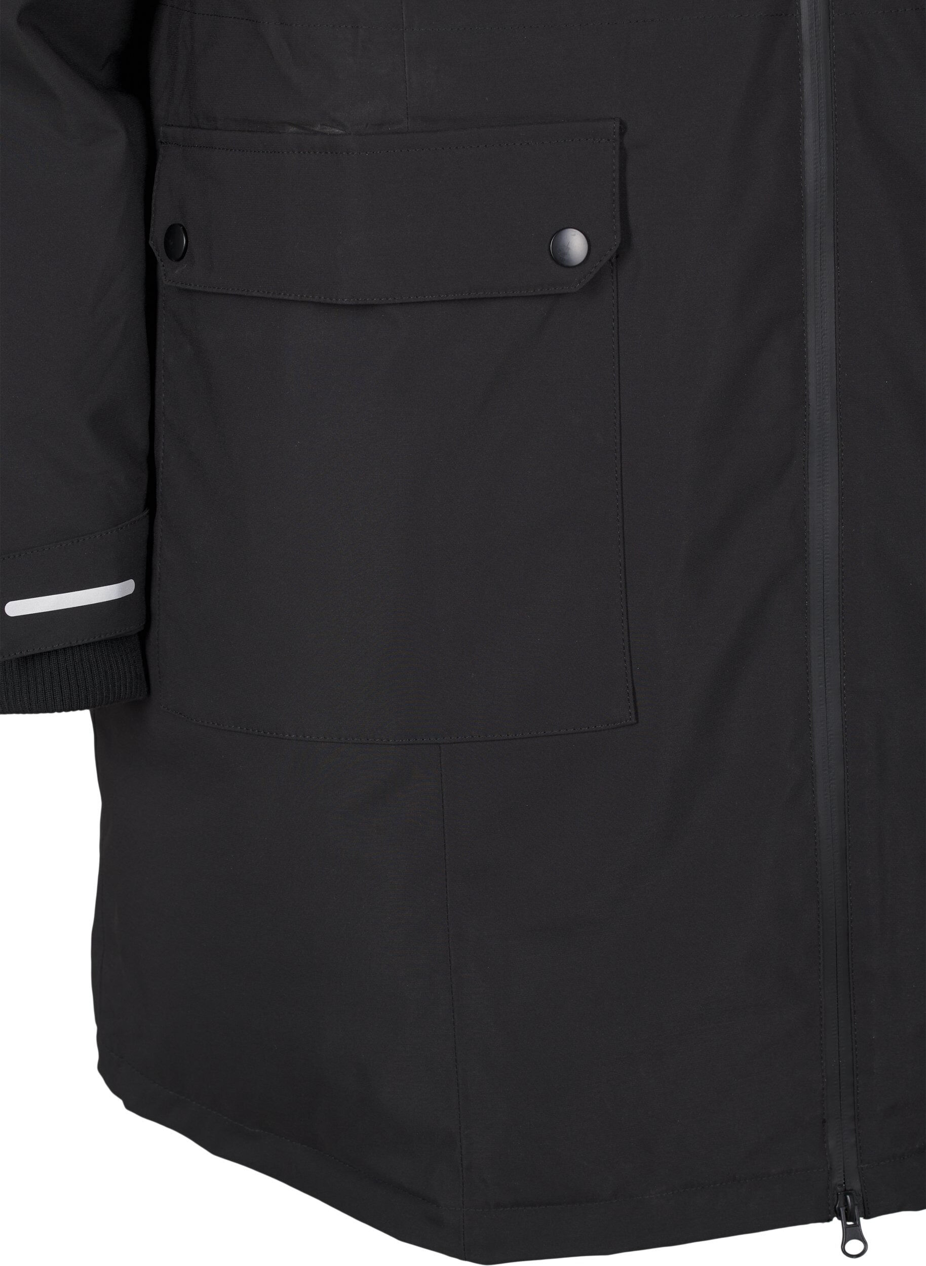 Zizzifashion Practical winter jacket with hood and pockets, Black, Packshot image number 3