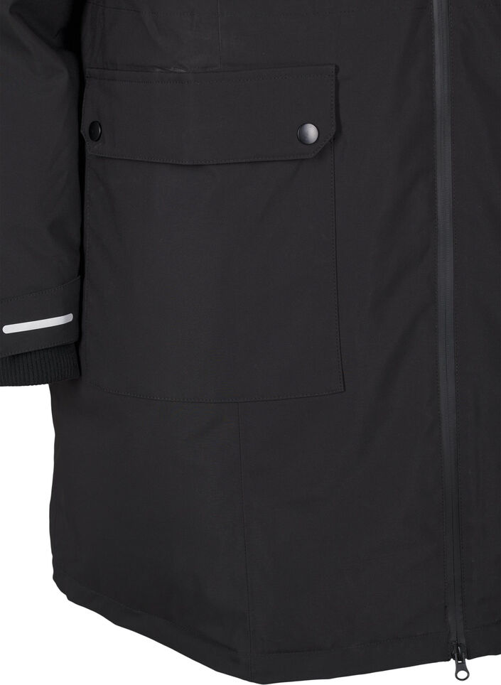 Practical winter jacket with hood and pockets, Black, Packshot image number 3