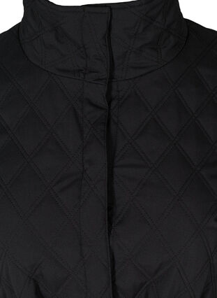 Long quilted jacket with belt, Black, Packshot image number 2