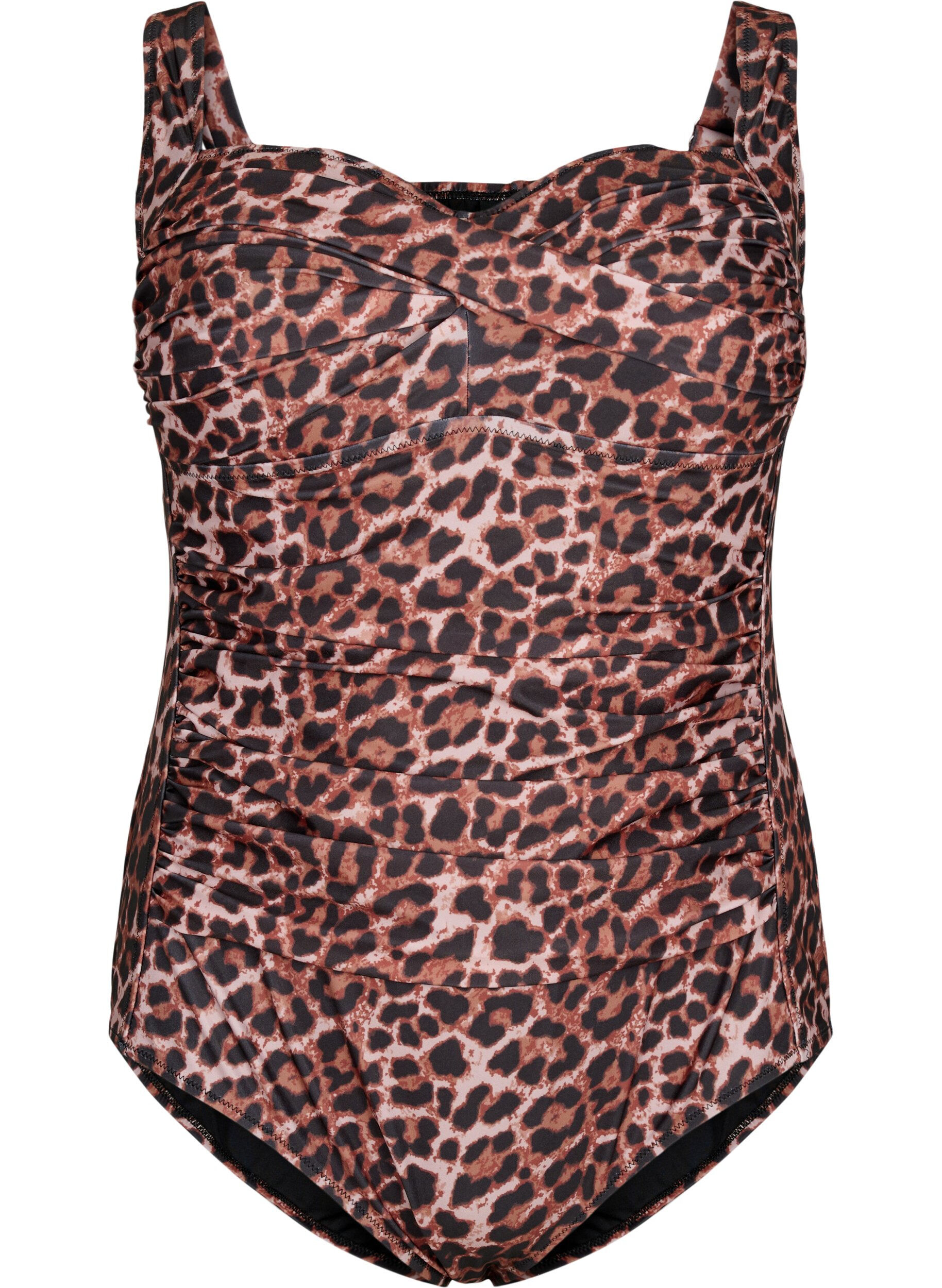 Zizzifashion Swimsuit with draping and padded cups, Leopard, Packshot image number 0