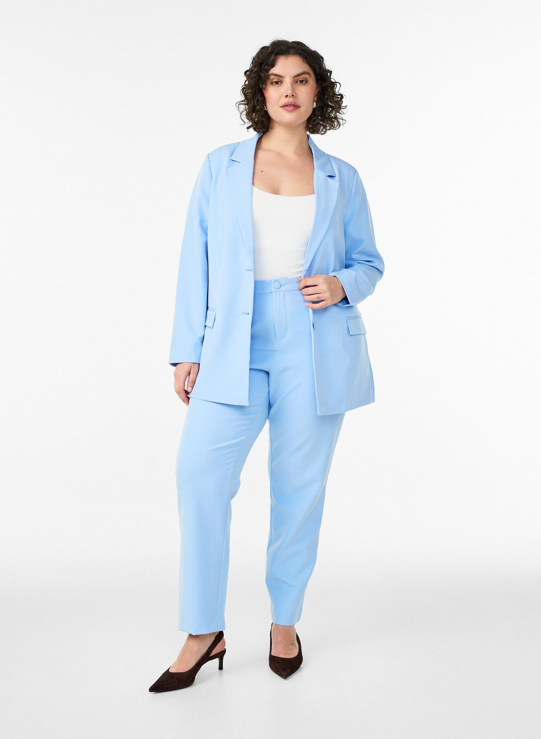ZizzifashionTrousers with pockets and straight legs, Light Blue, Model image number 0