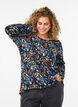 Patterned blouse with long sleeves, Blue, Model image number 0