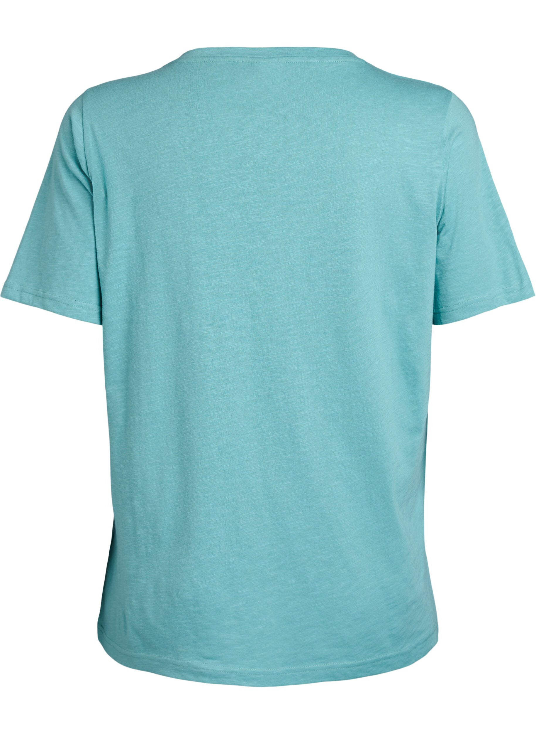 Zizzifashion Short sleeve basic t-shirt with v-neck, Blue, Packshot image number 1