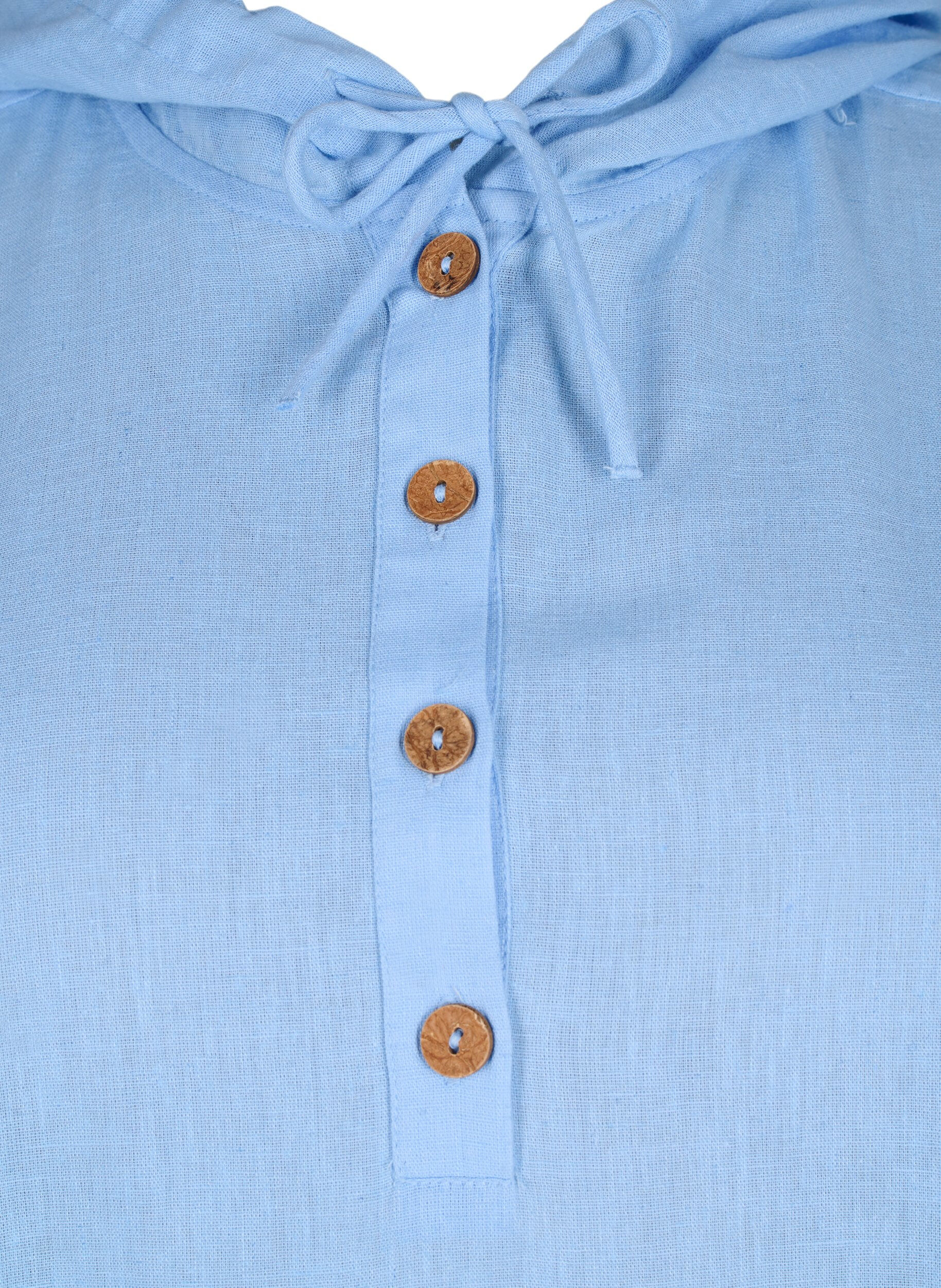 Zizzifashion Hooded tunic in cotton and linen, Serenity, Packshot image number 2