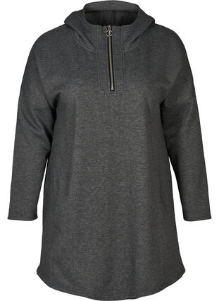 Long hooded sweatshirt, Dark Grey Melange, Packshot image number 0