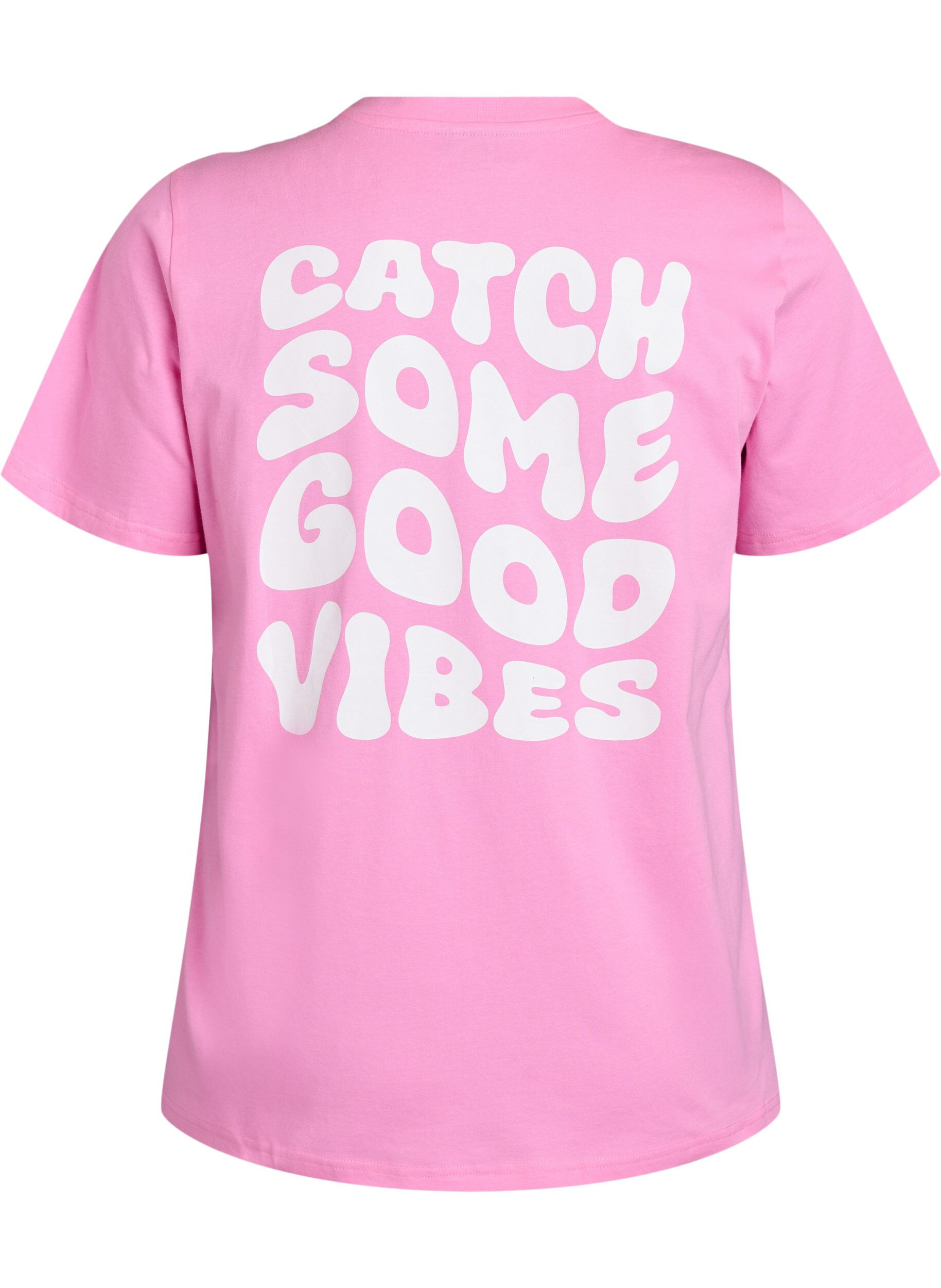 Zizzifashion Organic cotton T-shirt with text motif, Pink, Packshot image number 1