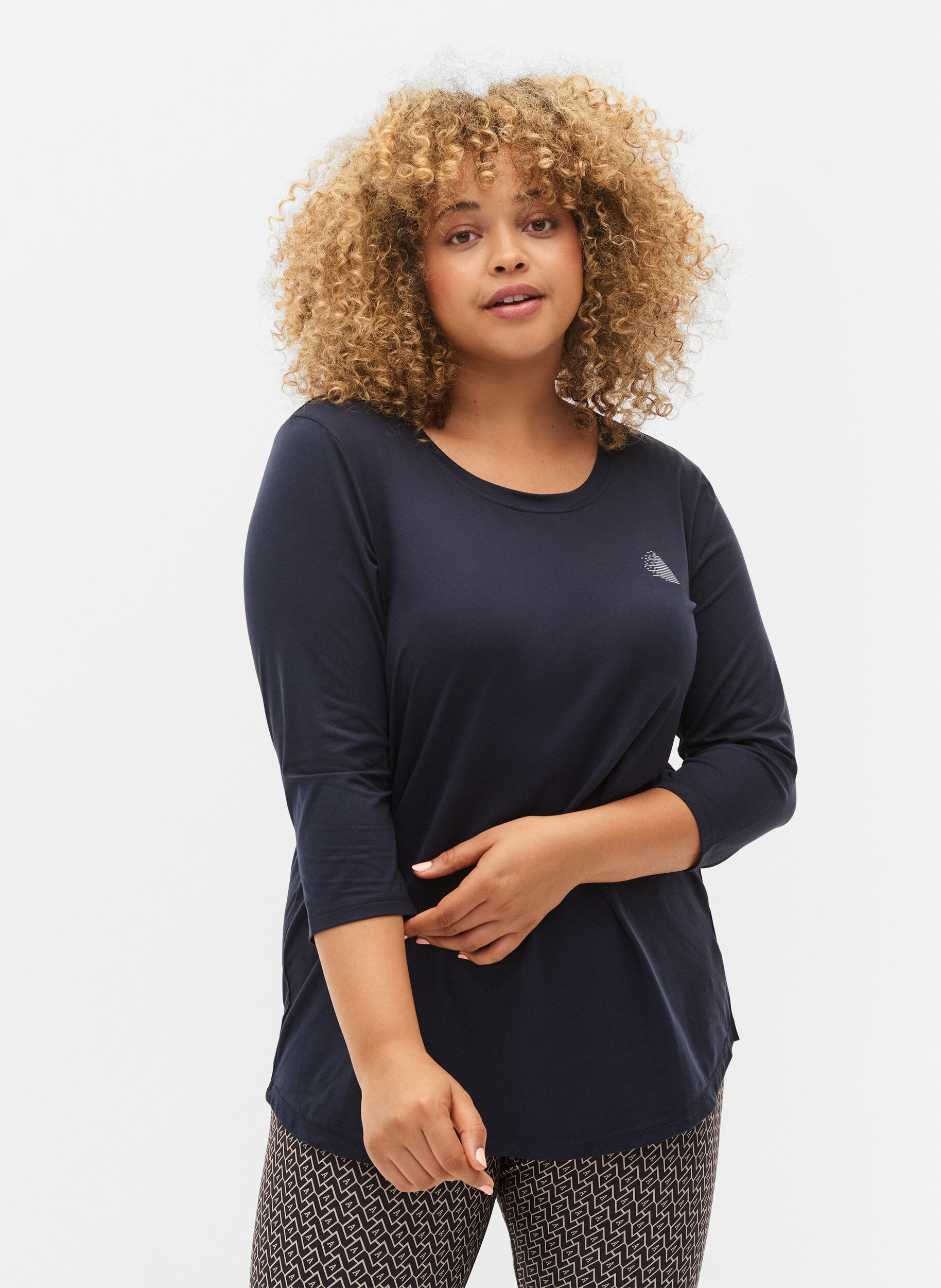 Zizzifashion Workout top with 3/4 sleeves, Blue, Model image number 0