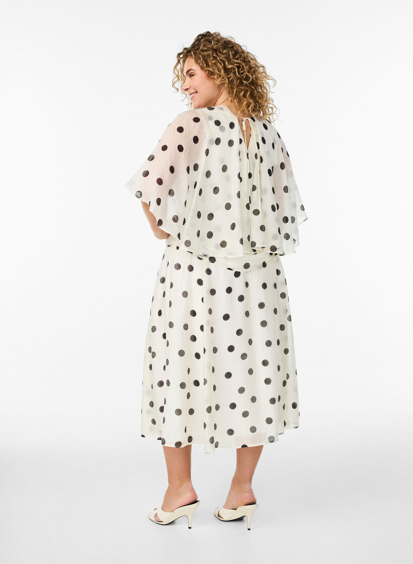 A-line midi skirt with polka dots, Vanilla, Model