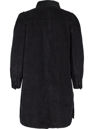 Long-sleeved velvet shirt dress, Black, Packshot image number 1