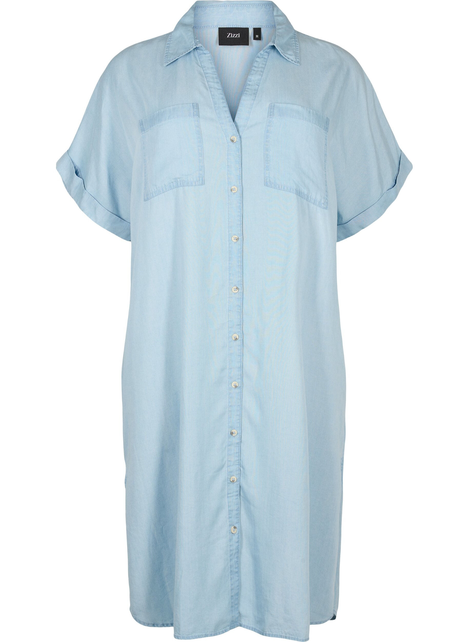 Zizzifashion Short sleeve shirt dress in lyocell (TENCEL&trade;), Light blue denim, Packshot image number 0