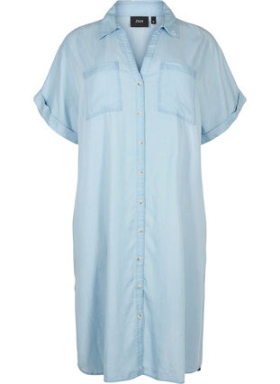 Short sleeve shirt dress in lyocell (TENCEL™), Light blue denim, Packshot image number 0