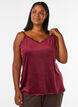 Velour top with lace trim, Red, Model image number 0