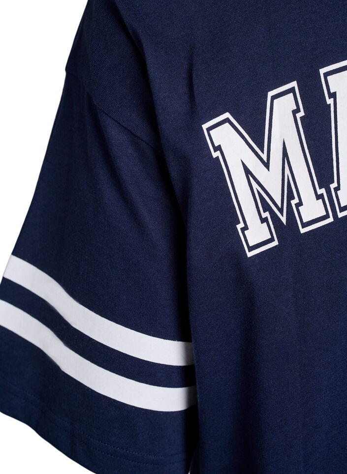 Short T-shirt dress with sporty details, Blue, Packshot image number 4