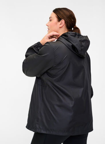 Sports jacket with zip and hood, Black, Model image number 1