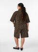 Leopard print denim Bermuda shorts, Brown, Model image number 2